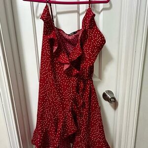 SHEIN Burgundy Ruffle Mini Dress